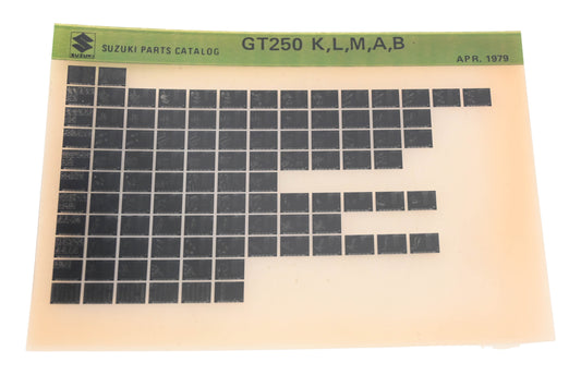 OEM Suzuki GT250KLMAB GT250 K,L,M,A,B Parts Catalog Microfiche Rev:4/1979