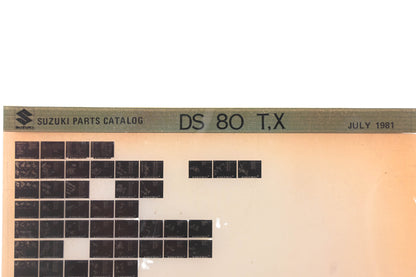 OEM Suzuki DS80TX DS80 T,X Parts Catalog Microfiche Rev:7/1981