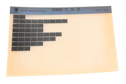 OEM Suzuki DS80TXZ DS80T,X,Z Parts Catalog Microfiche Rev:7/1982