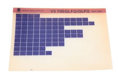 OEM Suzuki VS700GLFGGLPG VS700 GLFG/GLPG Parts Catalog Microfiche Rev:5/1985