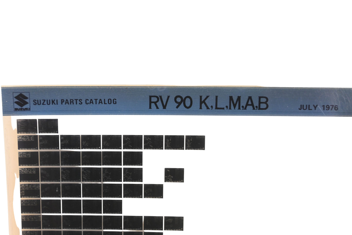 OEM Suzuki RV90KLMAB RV90 K,L,M,A,B Parts Catalog Microfiche Rev:7/1976