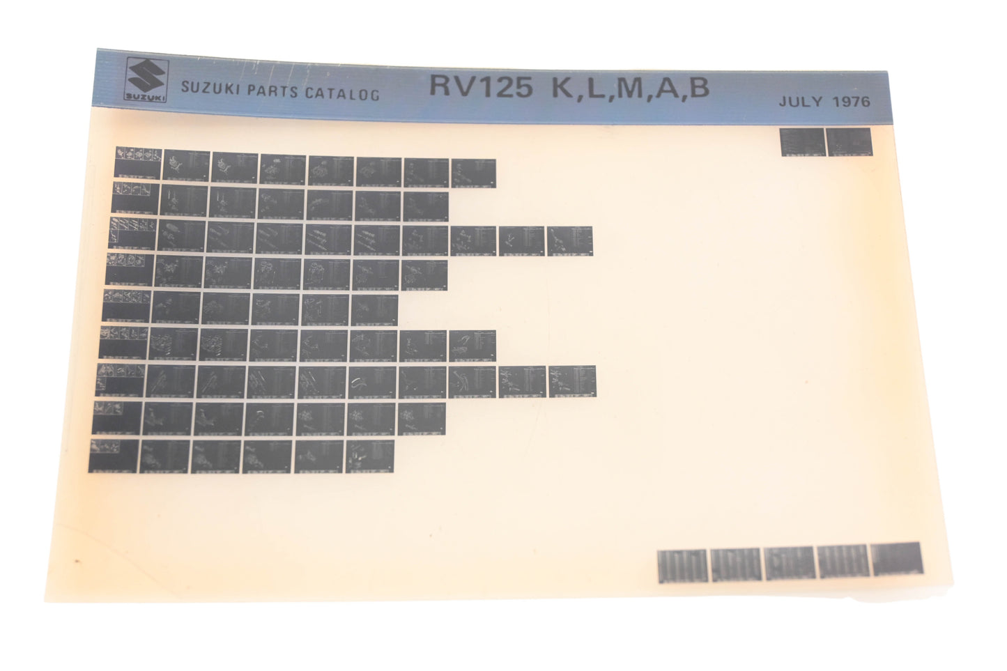 OEM Suzuki RV125KLMAB RV125K,L,M,A,B Parts Catalog Microfiche Rev:7/1976