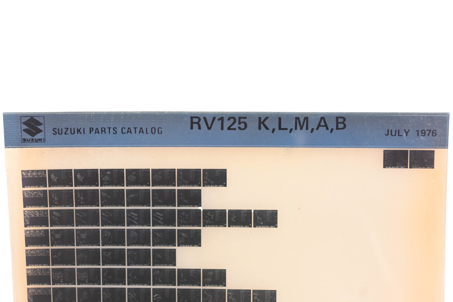 OEM Suzuki RV125KLMAB RV125K,L,M,A,B Parts Catalog Microfiche Rev:7/1976