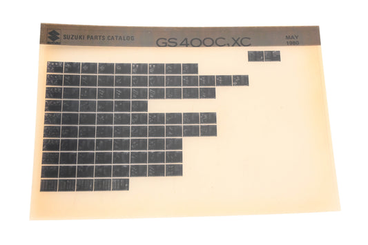 OEM Suzuki GS400CXC GS400C,XC Parts Catalog M<microfiche Rev:5/1980