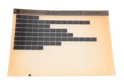 OEM Suzuki GN400TXTXXTX GN400T,XT,XX, TX Parts Catalog Microfiche Rev:11/1980