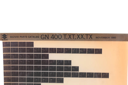OEM Suzuki GN400TXTXXTX GN400T,XT,XX, TX Parts Catalog Microfiche Rev:11/1980