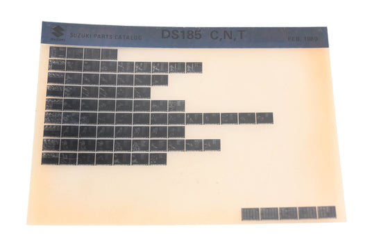 OEM Suzuki DS185CNT DS185C,N,T Parts Catalog Microfiche Rev:2/1980