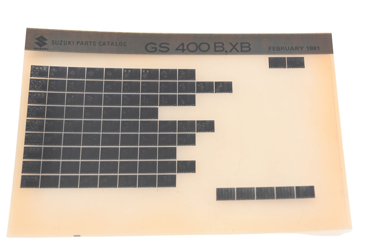 OEM Suzuki GS400BXB GS400B,XB Parts Catalog Microfiche Rev:2/1981