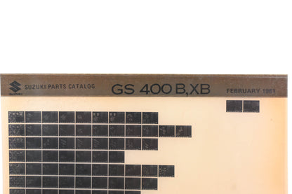 OEM Suzuki GS400BXB GS400B,XB Parts Catalog Microfiche Rev:2/1981