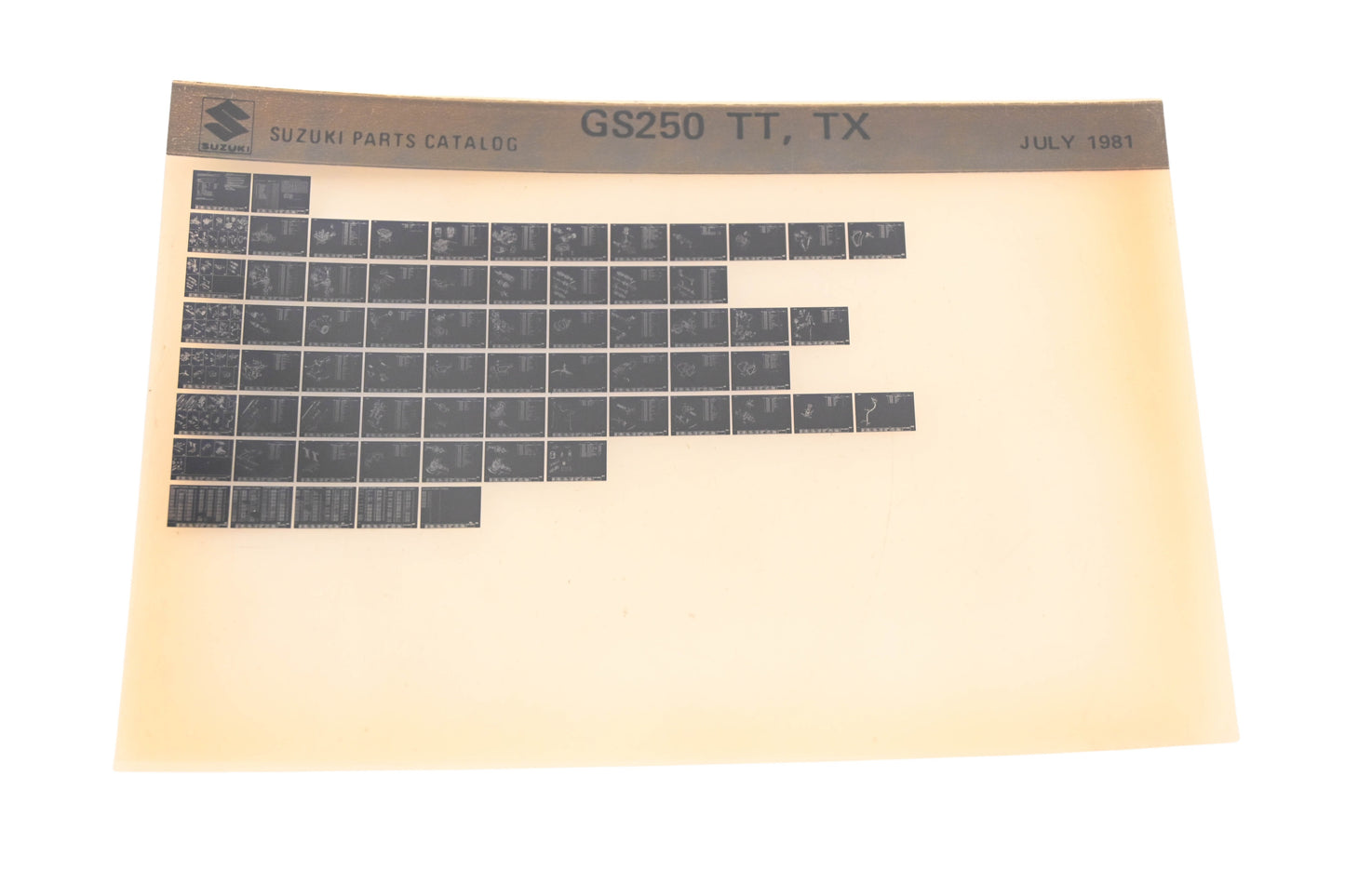 OEM Suzuki GS250TTTX GS250TT,TX Parts Catalog Microfiche Rev:7/1981