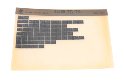 OEM Suzuki GS250TTTX GS250TT,TX Parts Catalog Microfiche Rev:7/1981