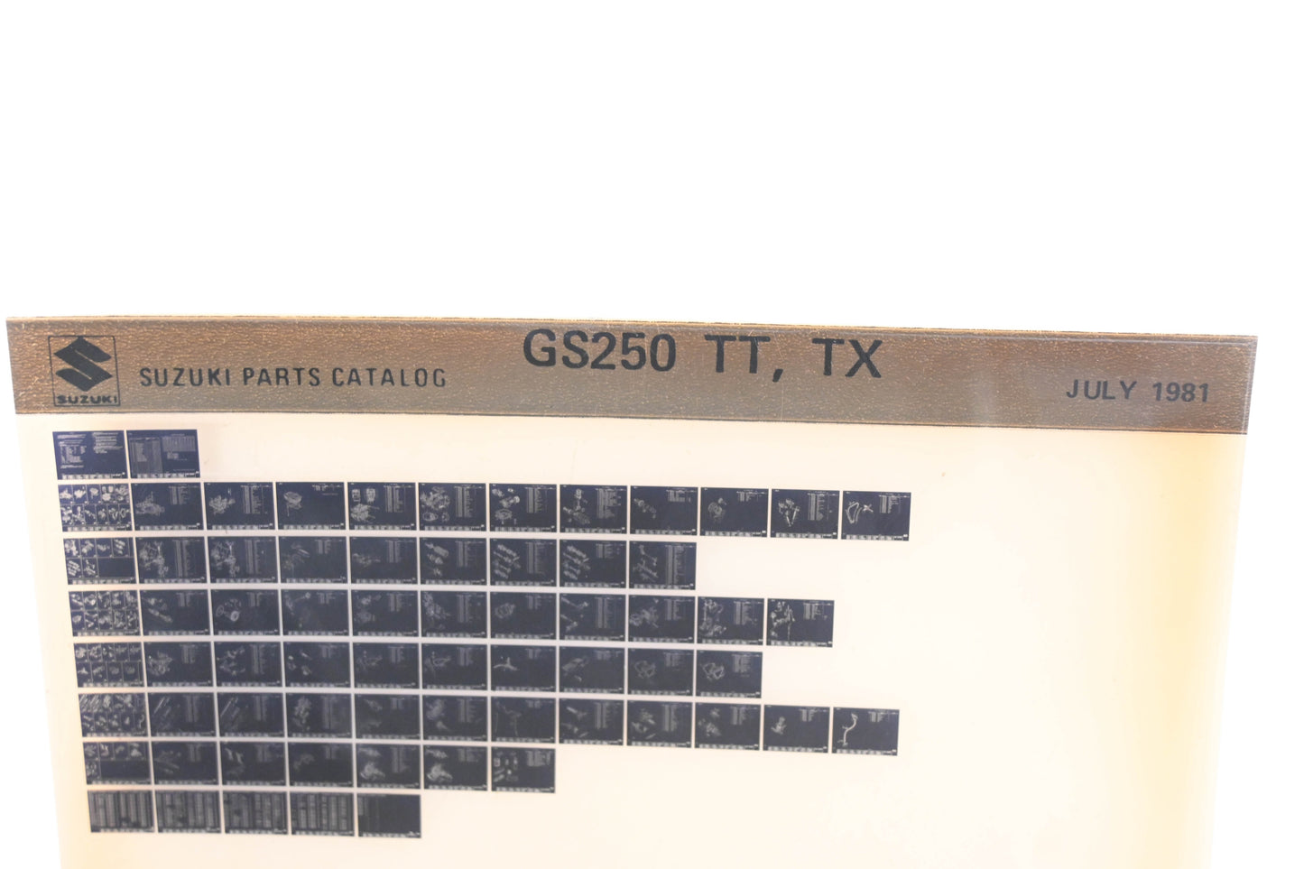 OEM Suzuki GS250TTTX GS250TT,TX Parts Catalog Microfiche Rev:7/1981