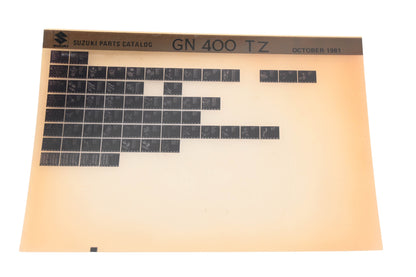 OEM Suzuki GN400TZ GN400TZ Parts Catalog Microfiche Rev:10/1981