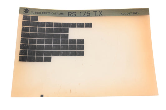 OEM Suzuki RS175TX RS175T,X Parts Catalog Microfiche Rev:8/1981