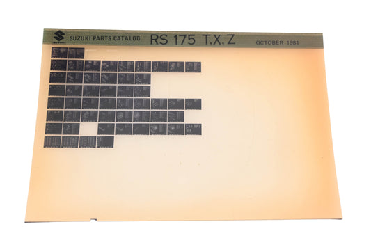 OEM Suzuki RS175TXZ RS175T,X,Z Parts Catalog Microfiche Rev:10/1981