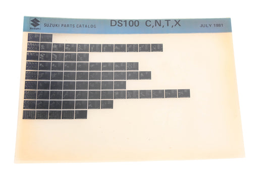 OEM Suzuki DS100CNTX DS100C,N,T,X Parts Catalog Microfiche Rev:7/1981