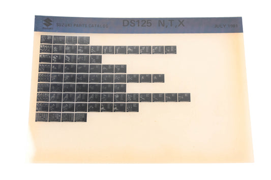 OEM Suzuki DS125NTX DS125N,T,X Parts Catalog Microfiche Rev:7/1981