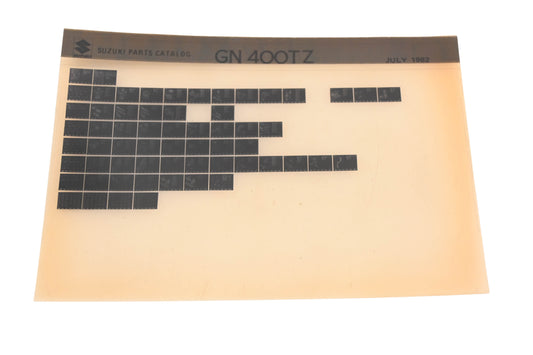 OEM Suzuki GN400TZ GN400TZ Parts Catalog Microfiche Rev:7/1982