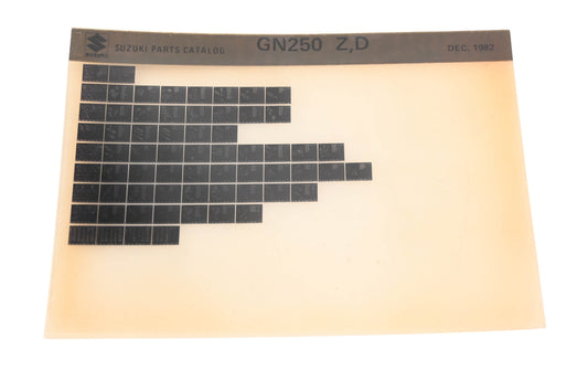 OEM Suzuki GN250ZD GN250 Z,D Parts Catalog Microfiche Rev:12/1982