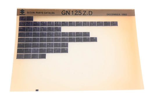 OEM Suzuki GN125ZD GN125 Z,D Parts Catalog Microfiche Rewv:12/1982