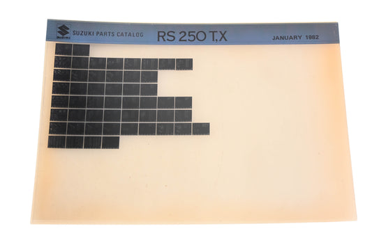 OEM Suzuki RS250TX RS250 T,X Parts Catalog Microfiche Rev:1/1982