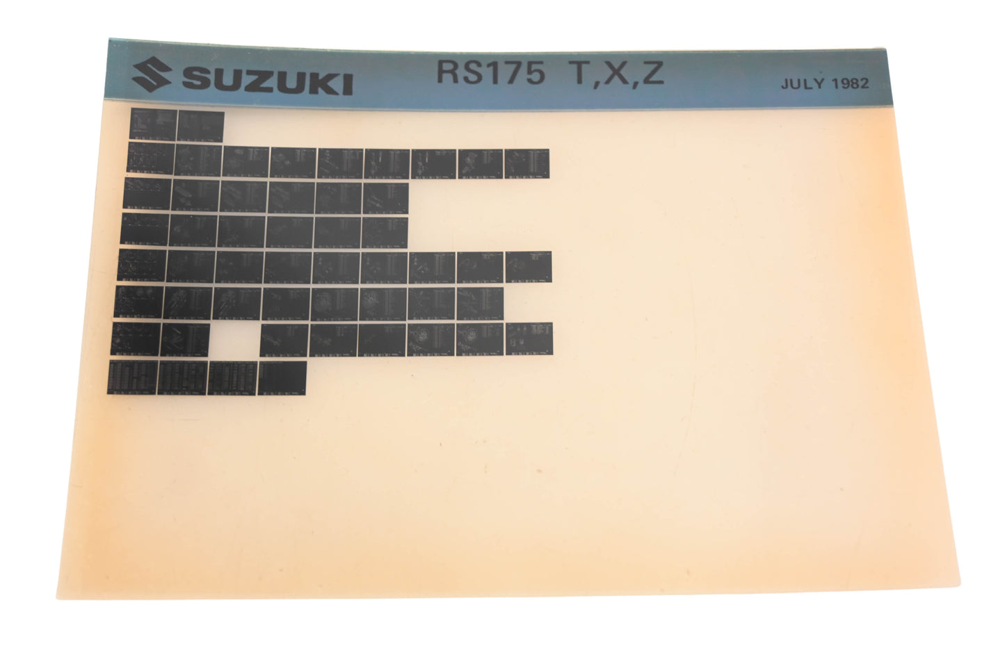 OEM Suzuki RS175TXZ RS175 T,X,Z Parts Catalog Microfiche Rev:7/1982