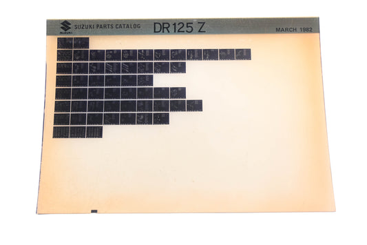 OEM Suzuki DR125Z DR125Z Parts Catalog Microfiche Rev:3/1982