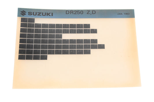 OEM Suzuki DR250ZD DR250 Z,D Parts Catalog Microfiche Rev:1/1983