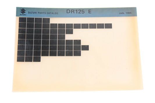 OEM Suzuki DR125E DR125 E Parts Catalog Microfiche Rev:1/1984