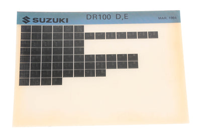 OEM Suzuki DR100DE DR100 D,E Parts Catalog Microfiche Rev:3/1984