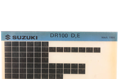 OEM Suzuki DR100DE DR100 D,E Parts Catalog Microfiche Rev:3/1984