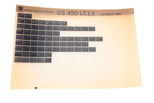 OEM Suzuki GS450LTLX GS450 LT.LX Parts Catalog Microfiche Rev:10/1980