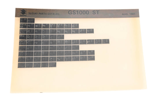 OEM Suzuki GS1000ST GS1000 ST Parts Catalog Microfiche Rev:8/1981