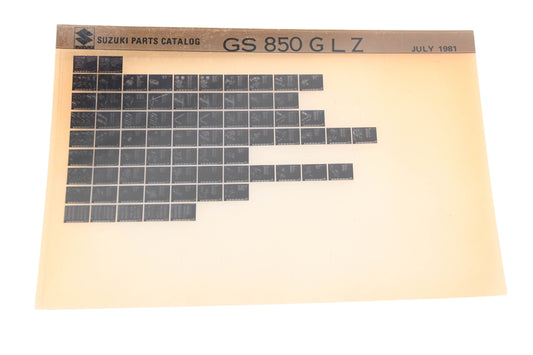 OEM Suzuki GS850GLZ GS850 G,L,Z Parts Catalog Microfiche Rev:7/1981