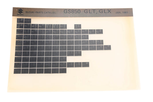 OEM Suzuki GS850GLTGLX GS850 GLT, GLX Parts Catalog Microfiche Rev:1/1981