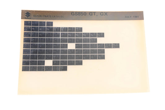 OEM Suzuki GS850GTGX GS850 GT, GX Parts Catalog Microfiche Rev:7/1981
