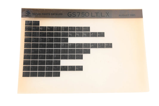 OEM Suzuki GS750LTLX GS750 LT,LX Parts Catalog Microfiche Rev:8/1981