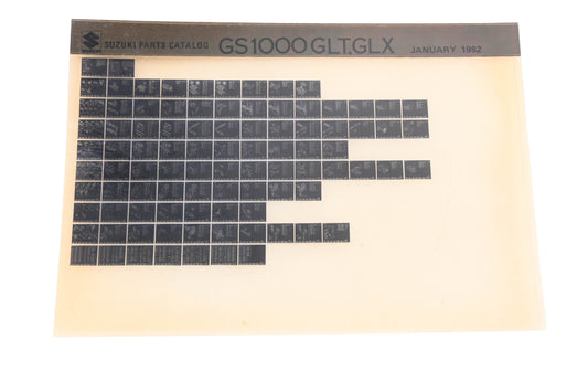 OEM Suzuki GS1000GLTGLX GS1000 GLT, GLX Parts Catalog Microfiche Rev:1/1982