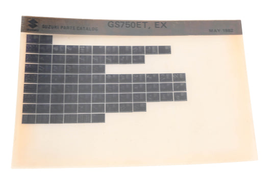 OEM Suzuki GS750ETEX GS750 ET, EX Parts Catalog Microfiche Rev:5/1982