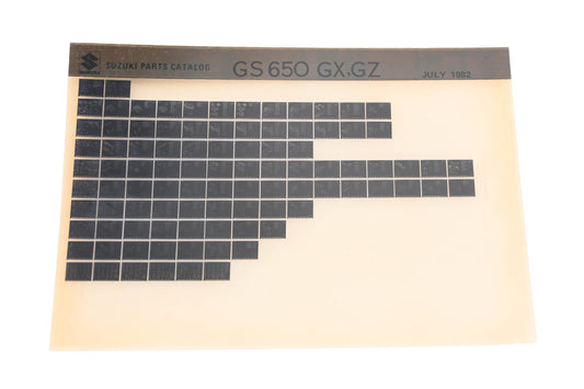 OEM Suzuki GS650GXGZ GS650 GX, GZ Parts Catalog Microfiche Rev:7/1982