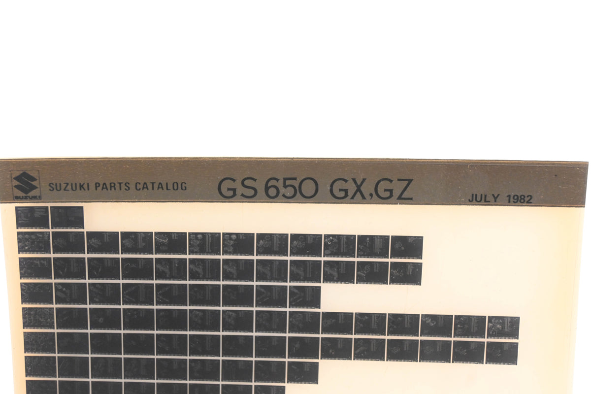 OEM Suzuki GS650GXGZ GS650 GX, GZ Parts Catalog Microfiche Rev:7/1982