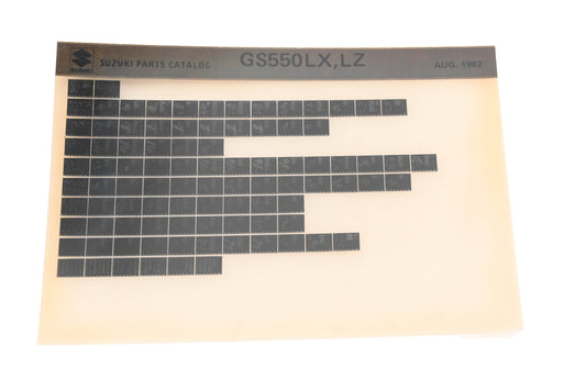 OEM Suzuki GS550LXLZ GS550 LX,LZ Parts Catalog Microfiche Rev:8/1982