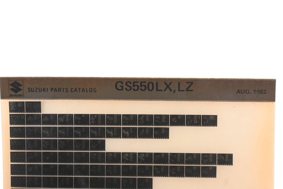 OEM Suzuki GS550LXLZ GS550 LX,LZ Parts Catalog Microfiche Rev:8/1982