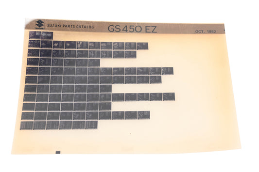 OEM Suzuki GS450EZ GS450 EZ Parts Catalog Microfiche Rev:10/1982