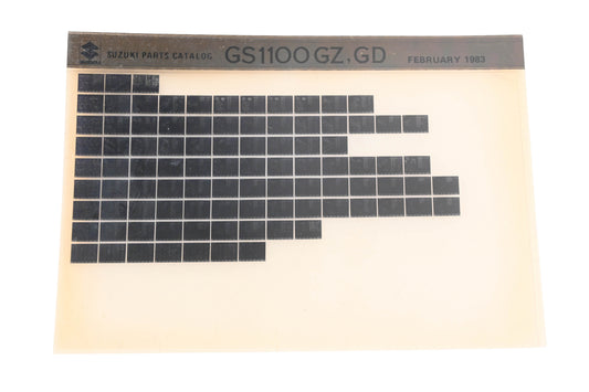OEM Suzuki GS1100GZGD GS1100 GZ,GD Parts Catalog Microfiche Rev:2/1983