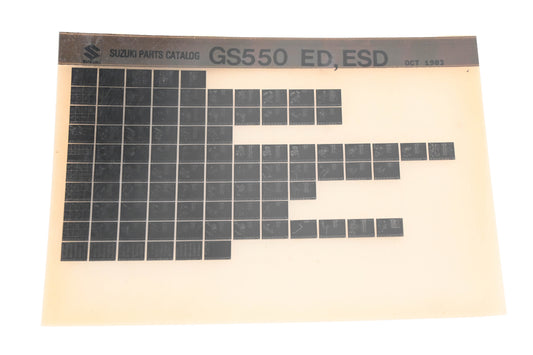 OEM Suzuki GS550EDESD GS550 ED, ESD Parts Catalog Microfiche Rev:10/1983