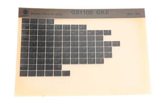 OEM Suzuki GS11000GKE GS1100 GKE Parts Catalog Microfiche Rev:5/1984