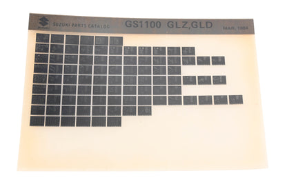 OEM Suzuki GS1100GLZGLD GS1100 GLZ, GLD Parts Catalog Microfiche Rev:3/1984