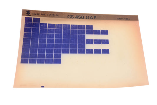 OEM Suzuki GS450GAF GS450 GAF Parts Catalog Microfiche Rev:11/1984