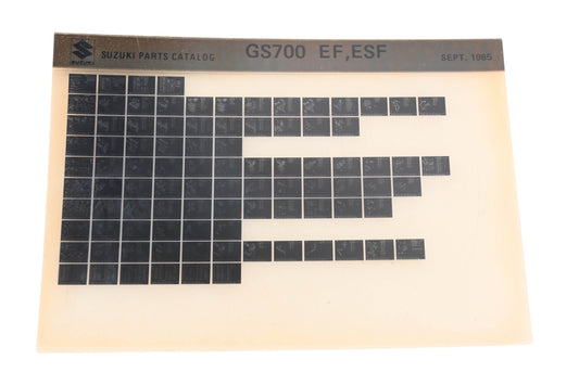 OEM Suzuki GS700EFESF GS700 EF, ESF Parts Catalog Microfiche Rev:9/1985